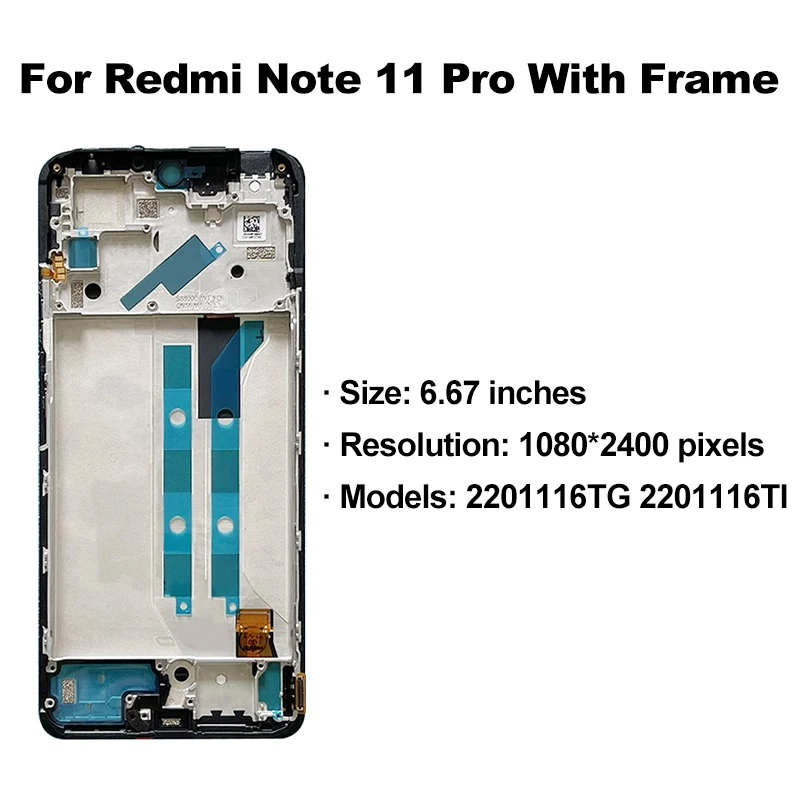 AMOLED For Xiaomi Redmi Note 11 4G LCD 2201117TG Touch Screen Repair Parts Digitizer For Redmi Note 11 Pro 2201116TG Display