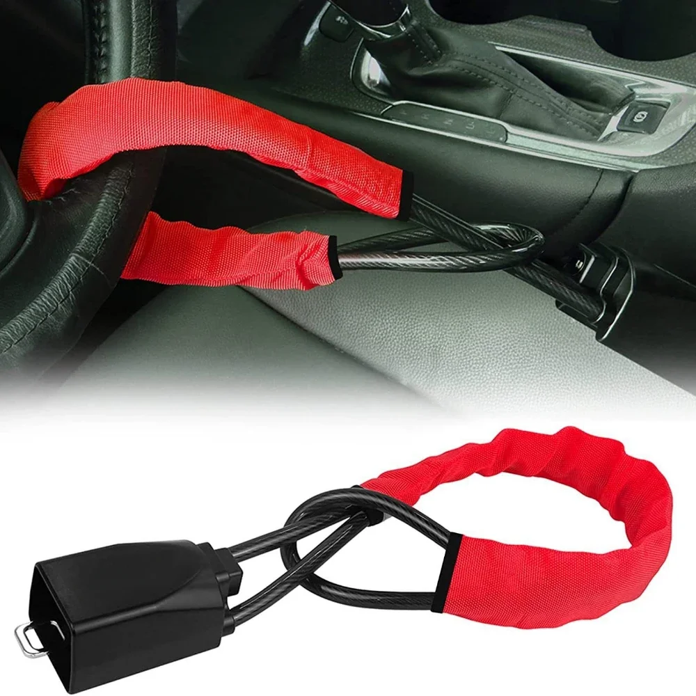 Vehicle Anti-Theft Lock for Steering Wheel and Seat Belt, 2 Keys, Easy Installation, Universal Car SUV Security Device