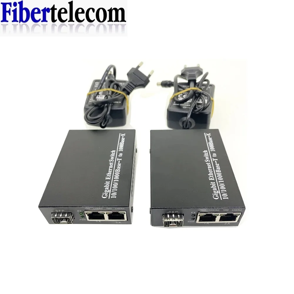 Gigabit Optical Fiber Ethernet Switch Gigabit Media Converter 1 SFP to 2 RJ45 UTP