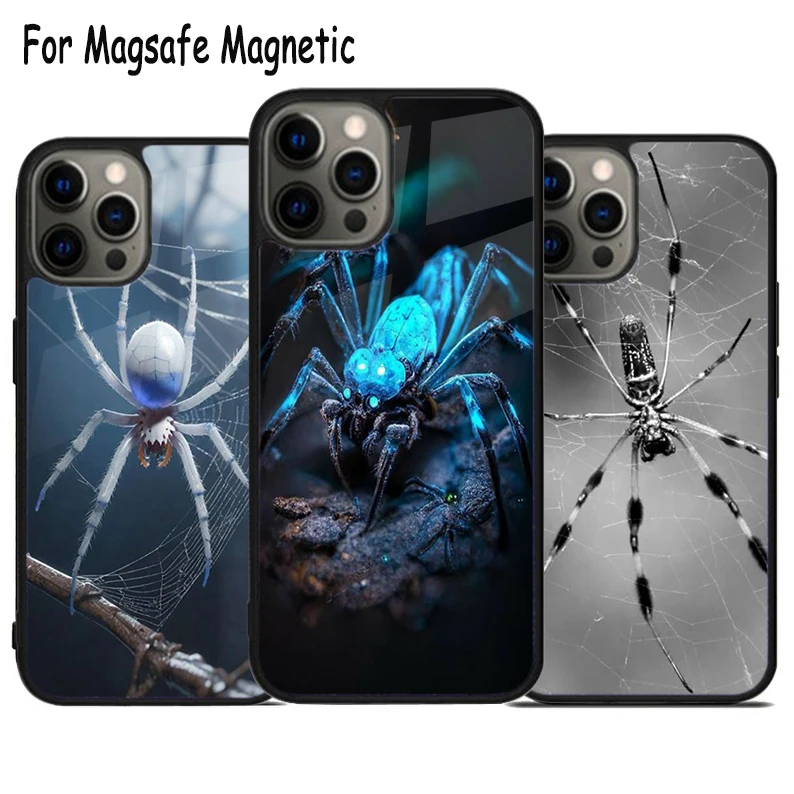 Creepy Insect Spider Wireless Charge Magsafe Phone Case For iPhone 15 16 14 13 11 12 Pro Max Plus Magnetic Bumper Cover