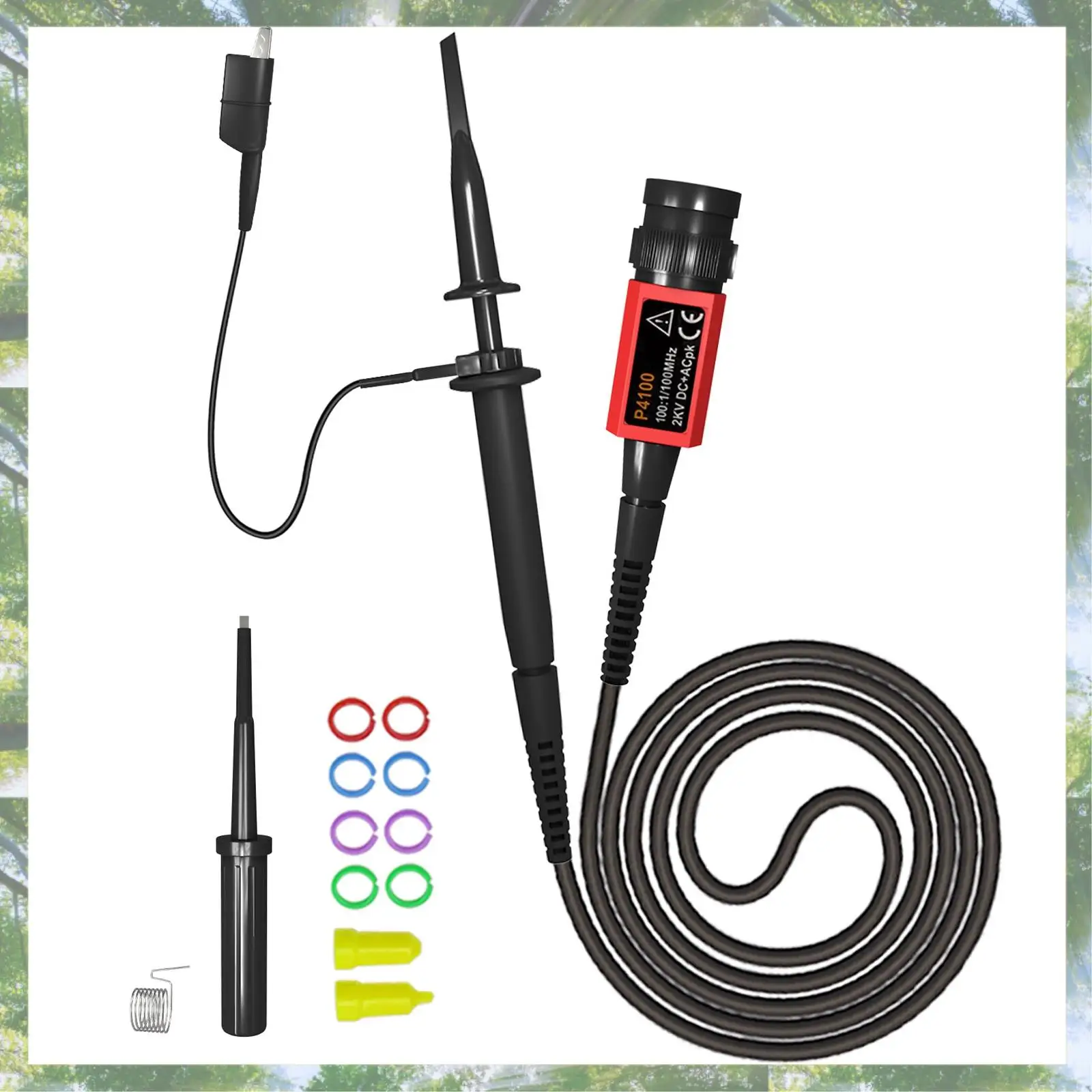 Premium-P4100 Sonda per oscilloscopio 100:1 2KV Connettore BNC di sicurezza ad alta tensione 100Mhz per attenuazione regolabile dell'oscilloscopio