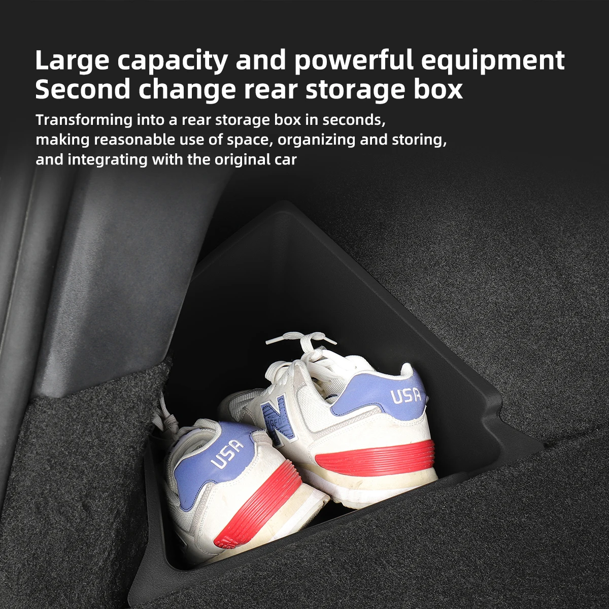 LUCKEASY For Tesla Model Y Car Rear Trunk Storage Box Organizing Tidying Storage Box Auto Interior Accessories 2022-2024