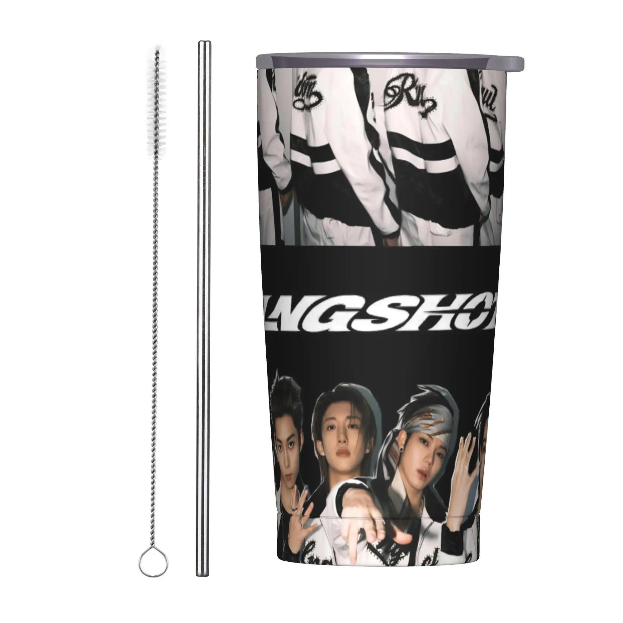 Kpop Group Lngshot  Insulated Tumbler with Straws  Vacuum Coffee Mugs Office Home Hot Cold Drinks Cup 20oz