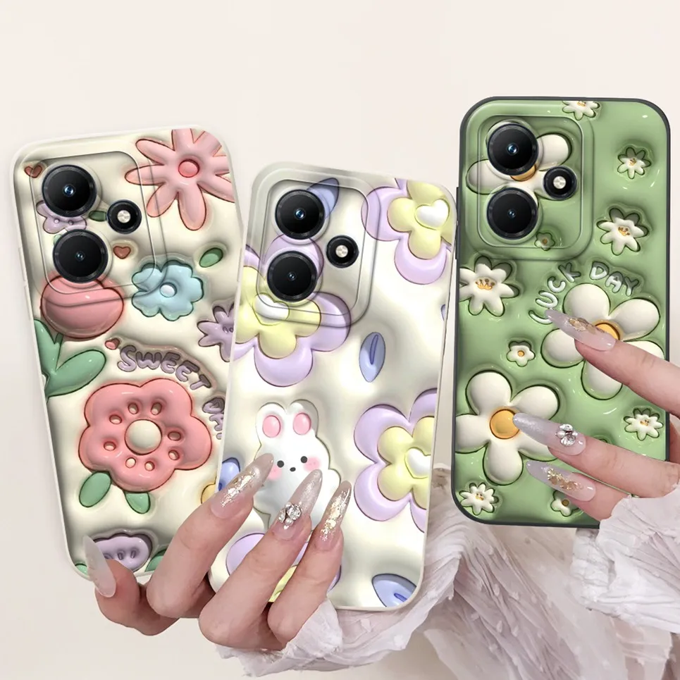 Cases For Infinix Hot 30i Hot30 Play NFC Hot 40 Hot40 Pro Hot40i Fashion Flower Butterfly Soft Silicone Cover Protective Funda