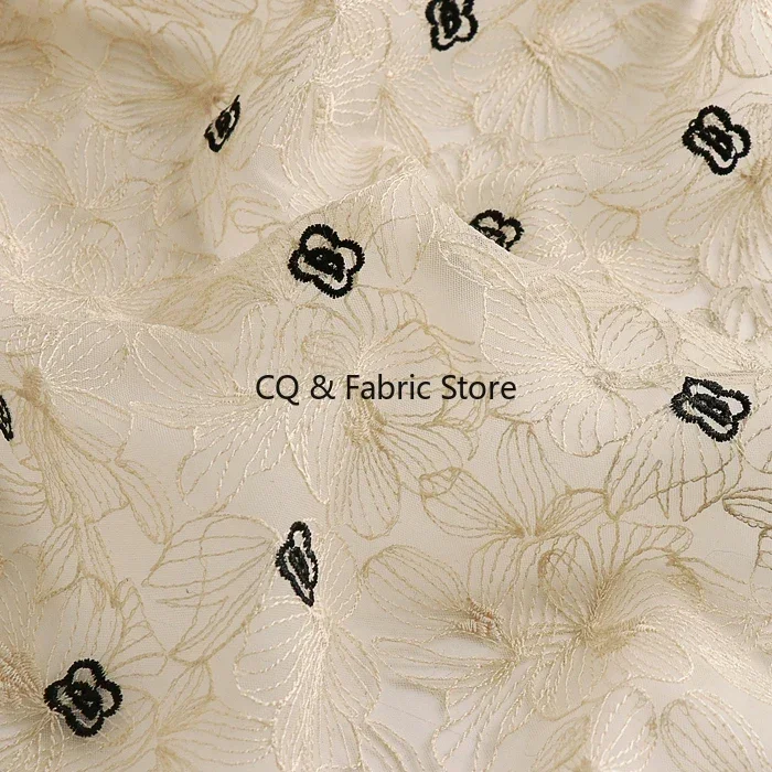

130cm wide New Embroidered Mesh Lace Fabric Wedding Dress Fabric Light Soft Clothing Diy Accessories