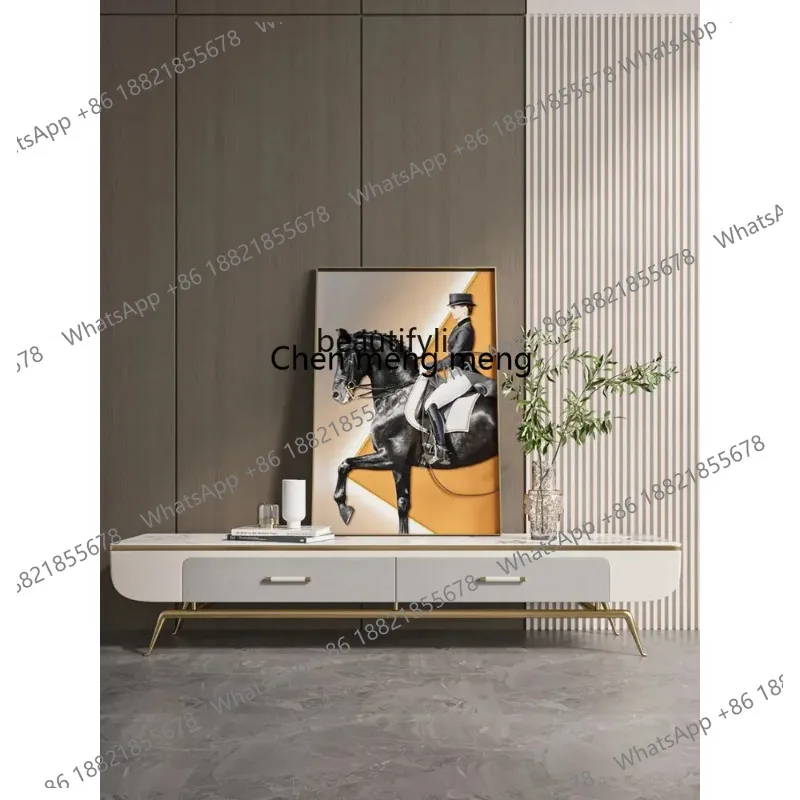 

new yj Italian Light Luxury Stone Plate TV Cabinet and Tea Table Post-Modern Simple Floor Cabinet with Drawer