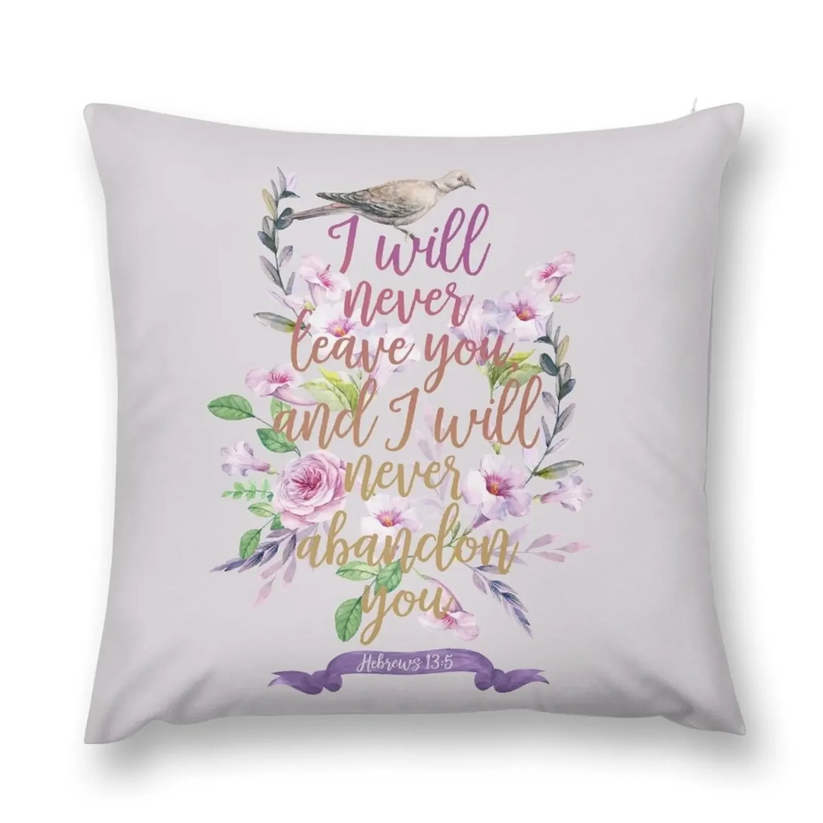 HEBREWS 13:5 Throw Pillow Cusions Cover Pillow Cases Pillow Case Embroidered Cushion Cover