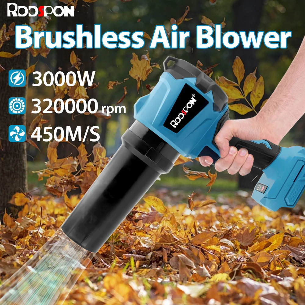 

3000W Electric Blower Brushless High Powerful Electric Blower 3 Gears Handheld Cordless Violent Fan for Makita 21V 21700 Battery