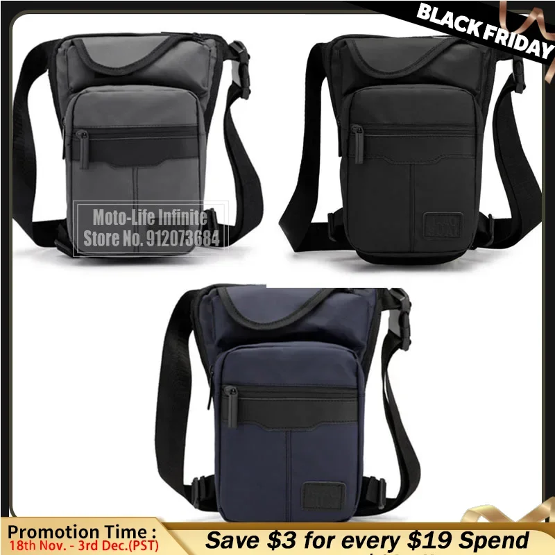 Motorcycle Waist Pack Bag Nylon Men Drop Leg Bag Fanny Pack  Riding Casual Shoulder Cross Body Thigh Male Hip Belt Waist Bags