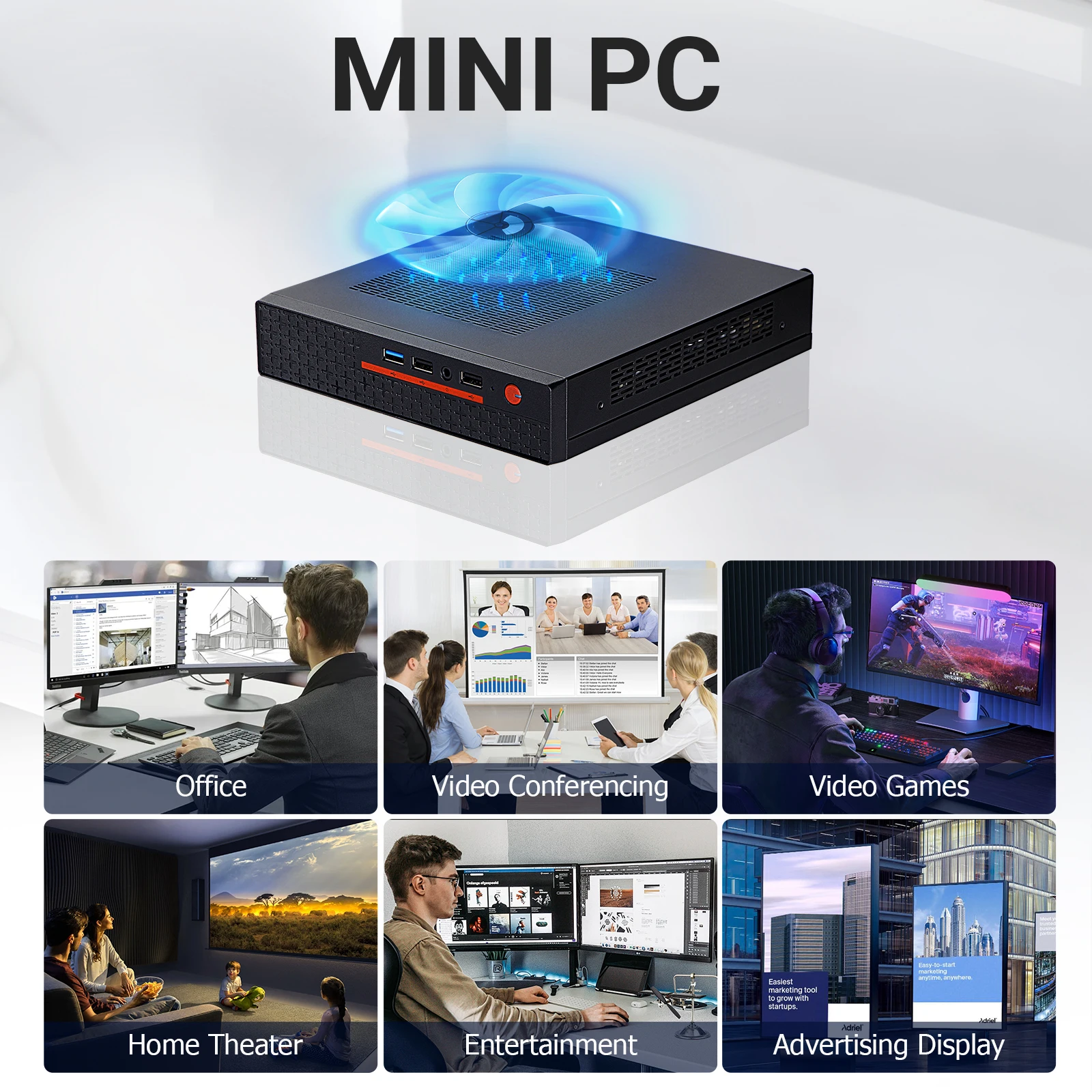 VNOPN Cheap Office Mini Pc Intel  i7 8750H/7700HQ NUC DDR4 WIFI5  4K  Windows10 Pro support 4G/5G Game office  Desktop Computer