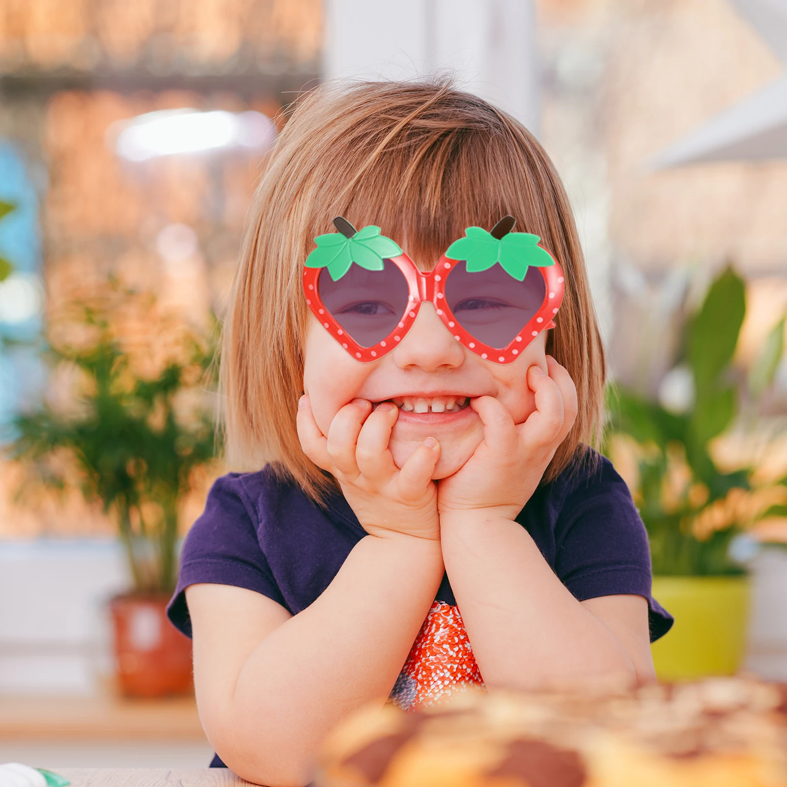 

4pcs Shaped Sunglasses for Baby Toddler Girl Lightweight Unique Funny Strawberry Sunglasses For Toddler Kids Child Party