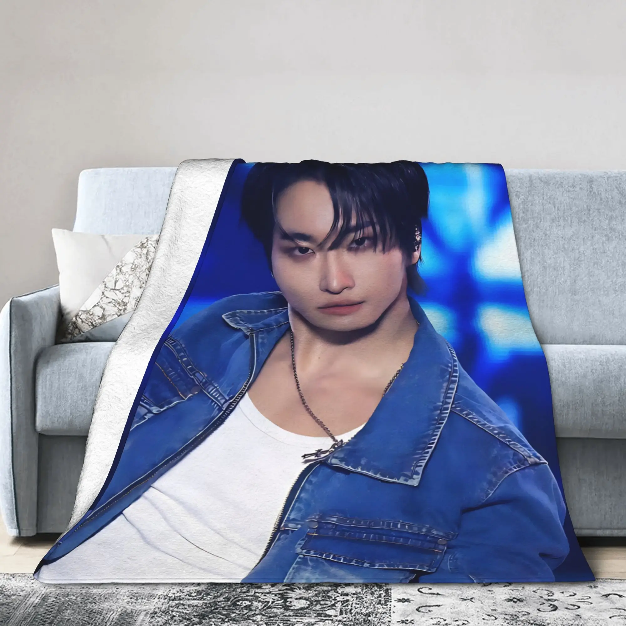 Ateezs Kpop Group Blankets Flannel  Winter  Portable Warm Throw Blankets for Bedding Bedroom Bedding Throws