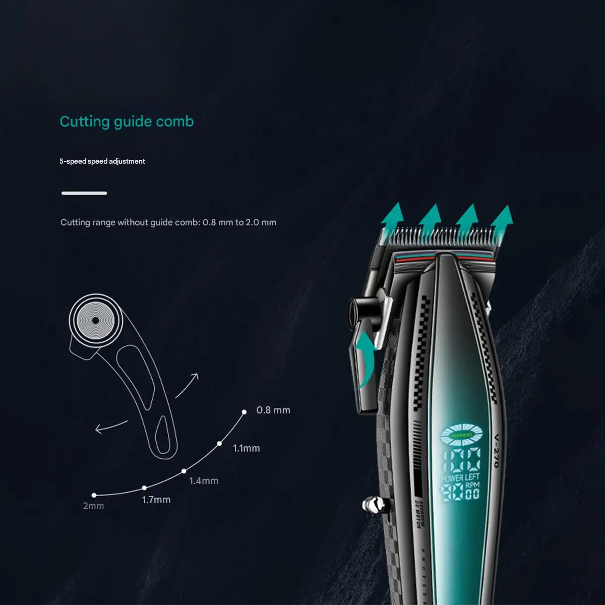 الإسكان المعدني VGR270 Maquina De Cortar Cabello DLC شفرة الحلاق اللاسلكي المهنية الشعر المتقلب للرجال