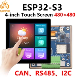 Esp32 s3 4 zoll lcd entwicklungs karte 480x480 touchscreen display tvbox lvgl hmi sensor kann rs485