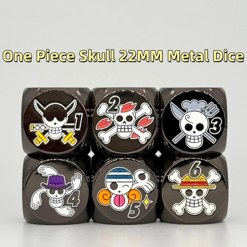 

One Piece Skull Series 22MM Metal Multi-sided Dice DTCG OPCG PTCG Monkey D. Luffy Board Game Dedicated Six-sided Dice Toy Gift