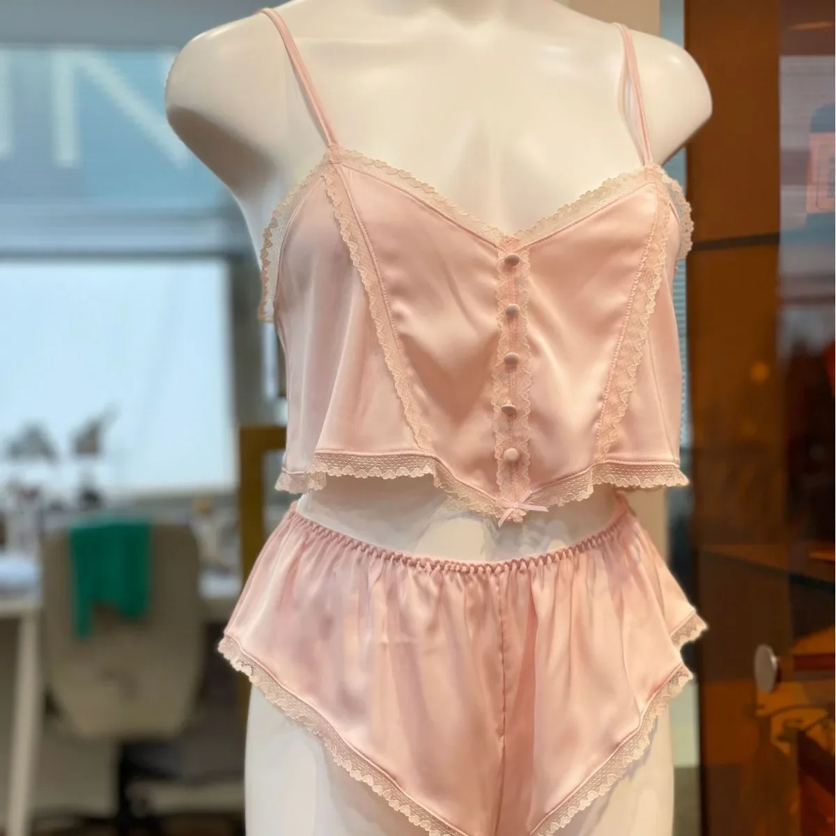 French Nighties for Ladies Suspender Sleep Tops with Shorts Sexy Sleepwear  Kawaii Lingerie Pajamas V-collar Loungewear Set - AliExpress 200574005