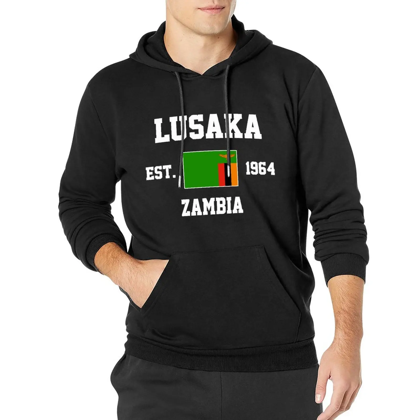 Men Women Hoodies Zambia EST.1964 Lusaka Capital Hoodie Pullover Hooded Hip Hop Sweatshirt Cotton Unisex