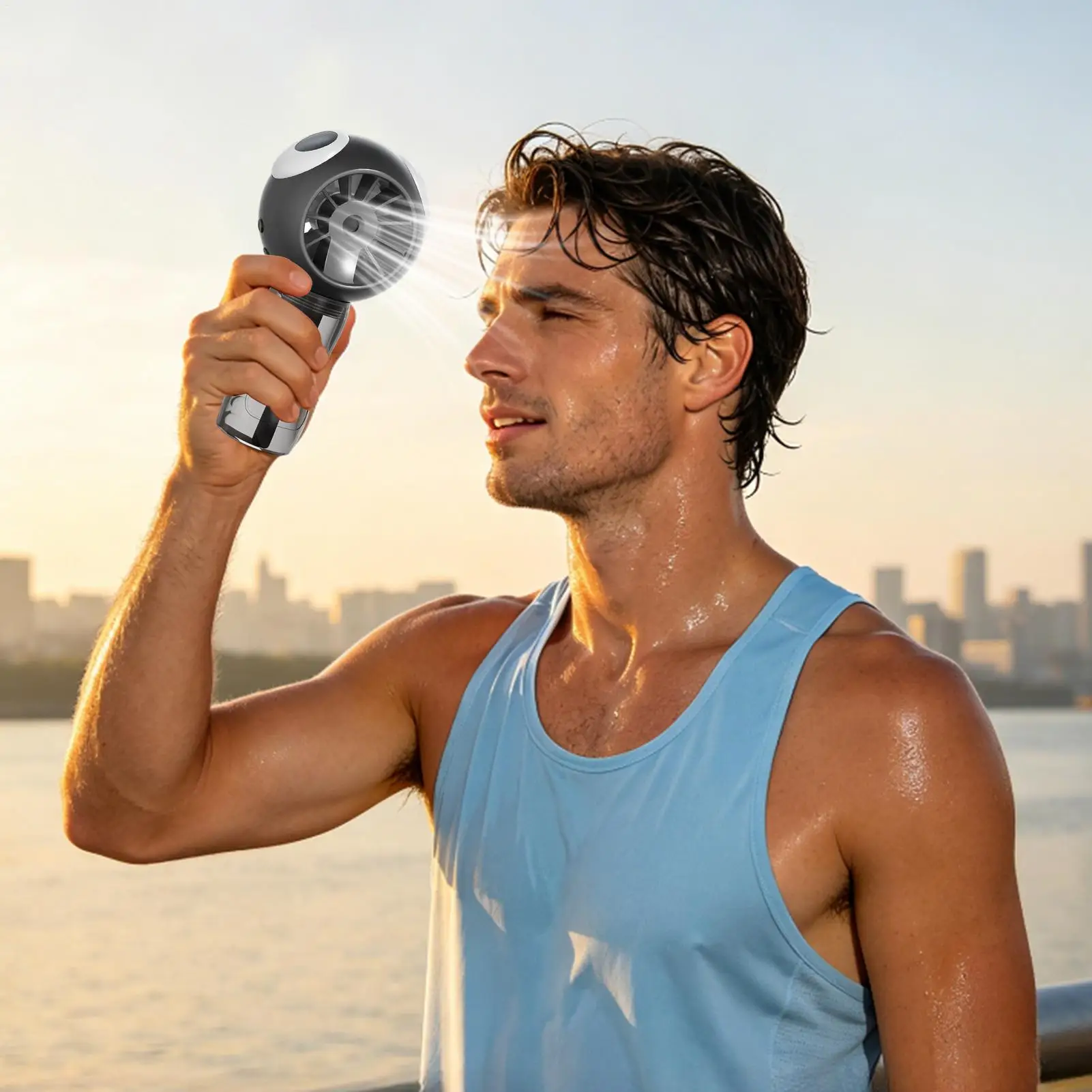 Handheld Misting Fan 4-Speed Portable Rechargeable Personal Mister Fan For Women Men Outdoor Activities Camping Hiking Fishing