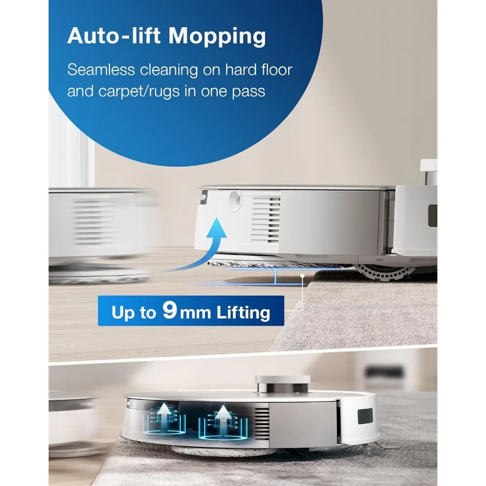 Omni Robot Vacuum and Mop,Hot Water Mop Washing,Auto Hot Air-Drying,9mm AutoMop Lifting,Dual Spinning Mops