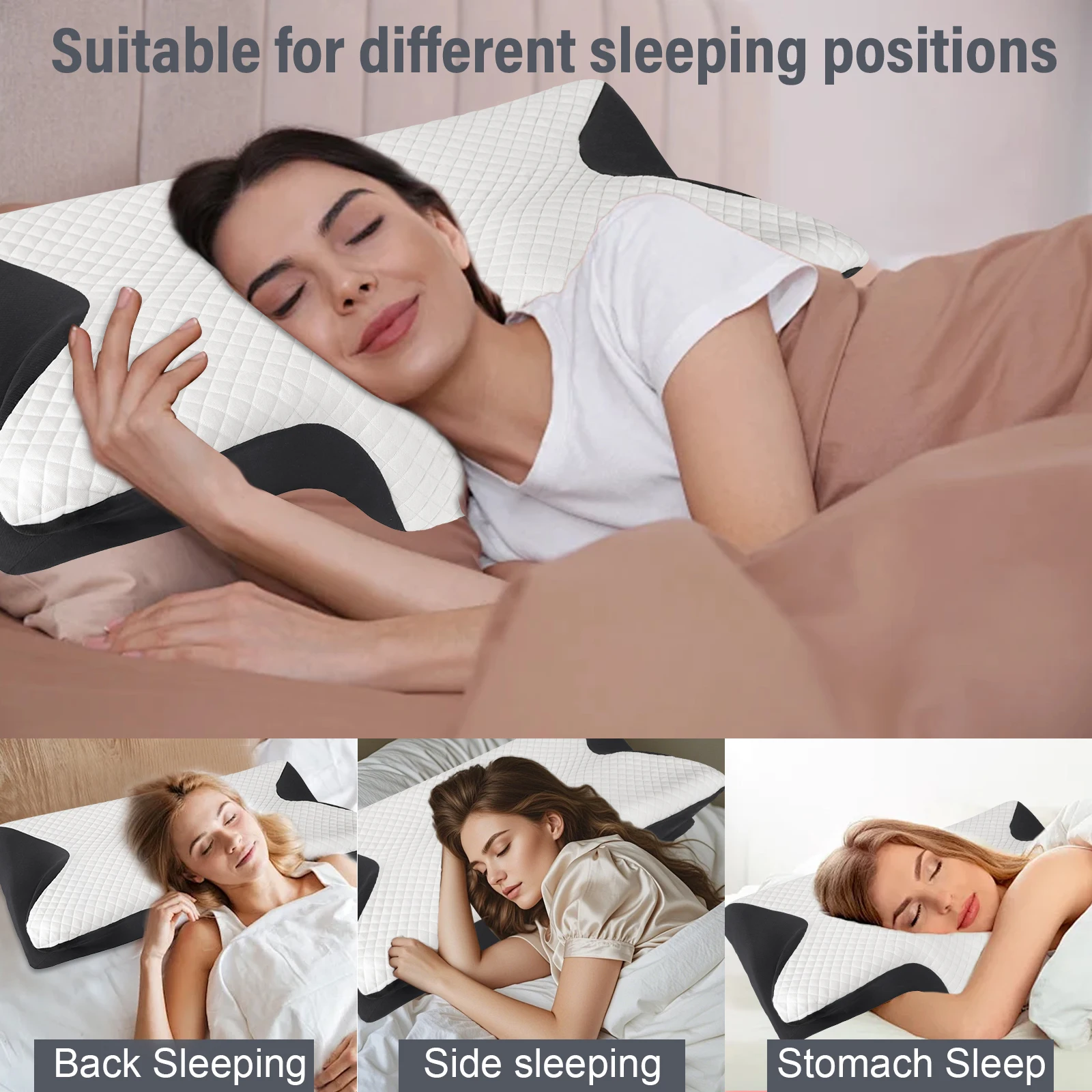 Nackenstützkissen aus Memory-Schaum, Langsam Rückfedernd, Ergonomisches Konturdesign, Atmungsaktiv und Komfortabel, Schlafkissen für die Halswirbelsäule