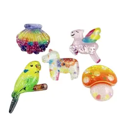 Lovely Parrot / shell / mushroom / Unicorn flash color resin flat bottom scrapbook DIY decoration accessories 10pcs/lot