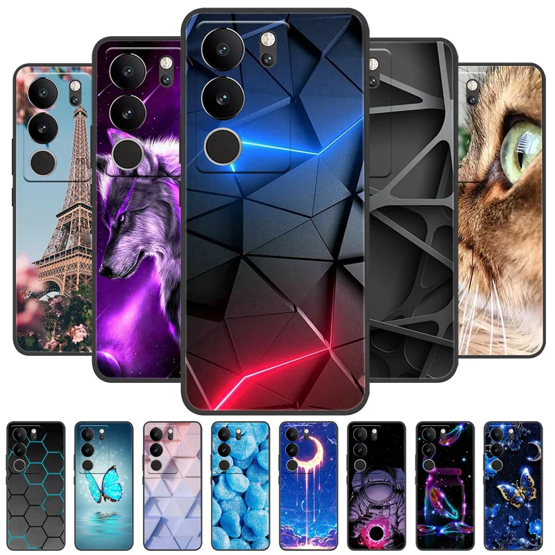 For Vivo V29 5G Case V2250 Black Cover Lion Wolf Silicone Soft Back Cases For Vivo V29 Pro V2251 Phone Case VivoV29 V 29 Pro 5G