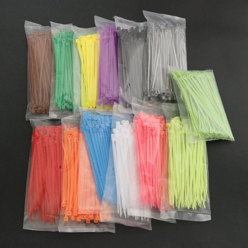 Self-locking plastic nylon 4X200 5X200 cable tie  black  colorful Zip wraps strap  fastening ring Loop Wire connector teminal