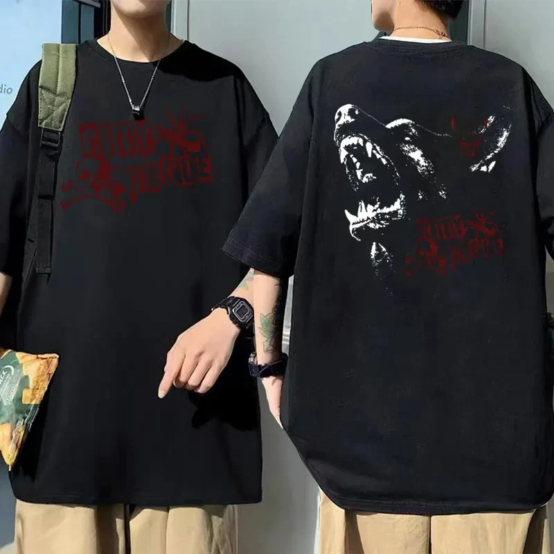 Rapper City Morgue Double Sided Print T-shirt Men Women's Hip Hop Oversized Tshirt Tops Short Sleeve Male Vintage Gothic T Shirt