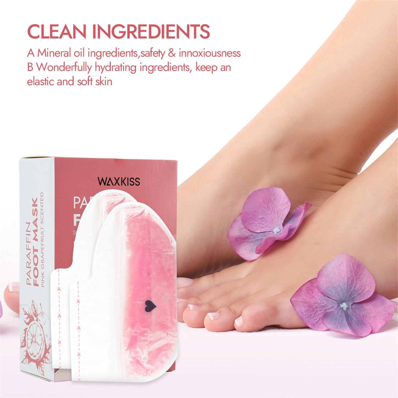 WAXKISS 170g Paraffin Wax Foot Care Kit, Grapefruit or Lavender Scent, Moisturizing & Skin Softening Foot Wax, Easy Hot Water Heating, Long-Lasting Warmth, Home Salon Spa Treatment for Smooth and Soft Feet