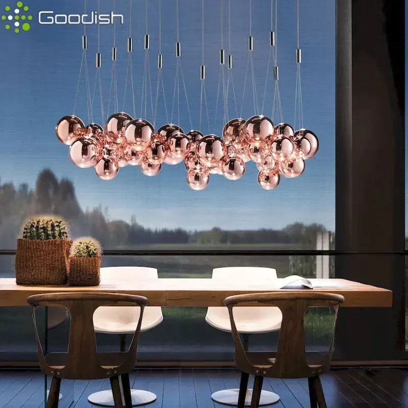 Modern Simplicity Luxury Transparent glass Stone ball LED Pendant Light Art Creative Lamps for Living Room Decoration Chandelier