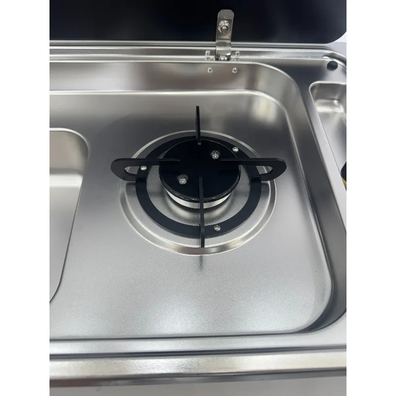 Luxury 2-in-1 RV Integrated Gas Stove & Sink Unit 304 Stainless Steel Fireproof Lightweight Camper Van Kitchen