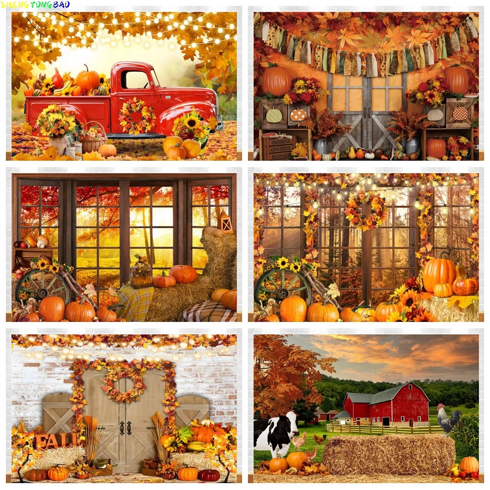 

Autumn Sunshine Wheat Fields Backdrop for Photography Fall Farm Harvest Pumpkin Sunflower Baby Portrait Photo Background Studio