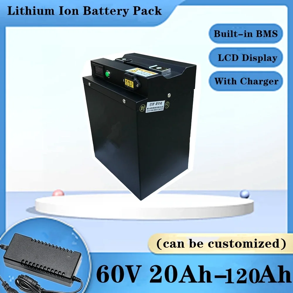 

Battery 60V 20Ah 30Ah 40Ah 50Ah 60Ah 80Ah 100Ah 120Ah Lithium for Two-Wheeler Rickshaw AGV Demo Go Cart Skateboard Motocycle