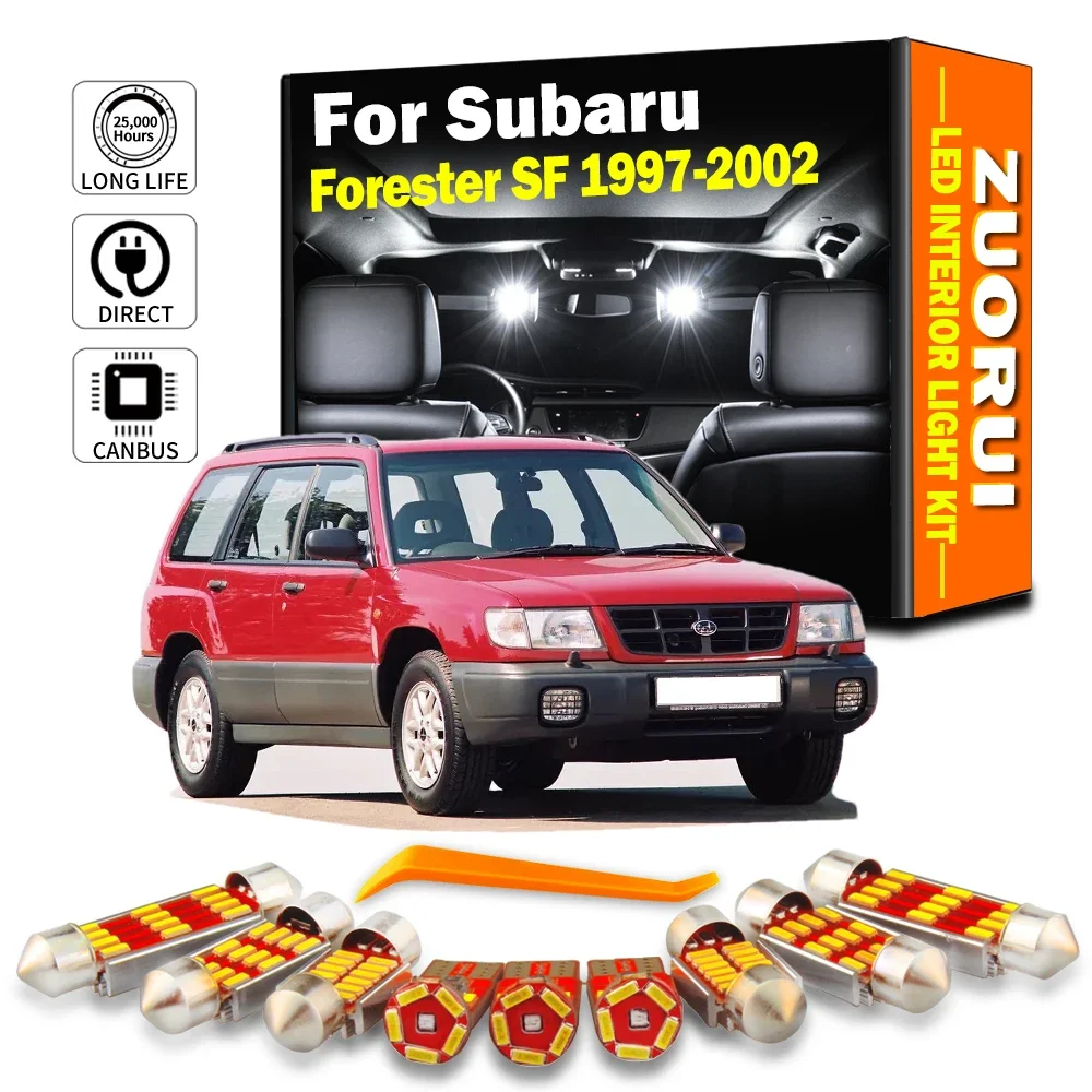 ZUORUI 8Pcs Vehicle LED Interior Reading Trunk Light Kit For Subaru Forester SF 1997 1998 1999 2000 2001 2002 Number Plate Bulbs