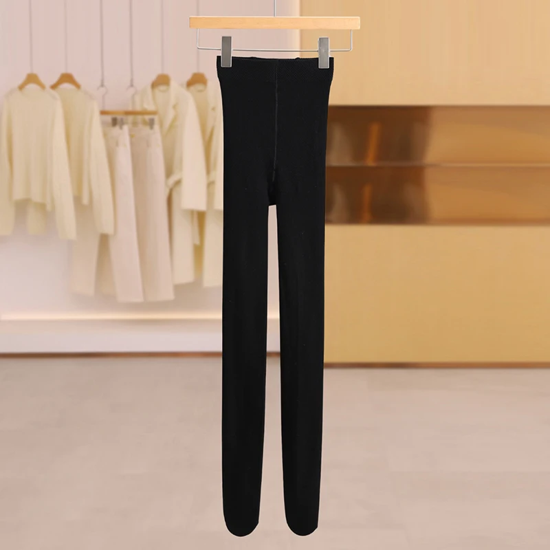 Calças de Camada Base de Cintura Alta e Ajuste Slim Ting, Macacão Elástico de Inverno para Mulheres, Mistura de Algodão Esticável