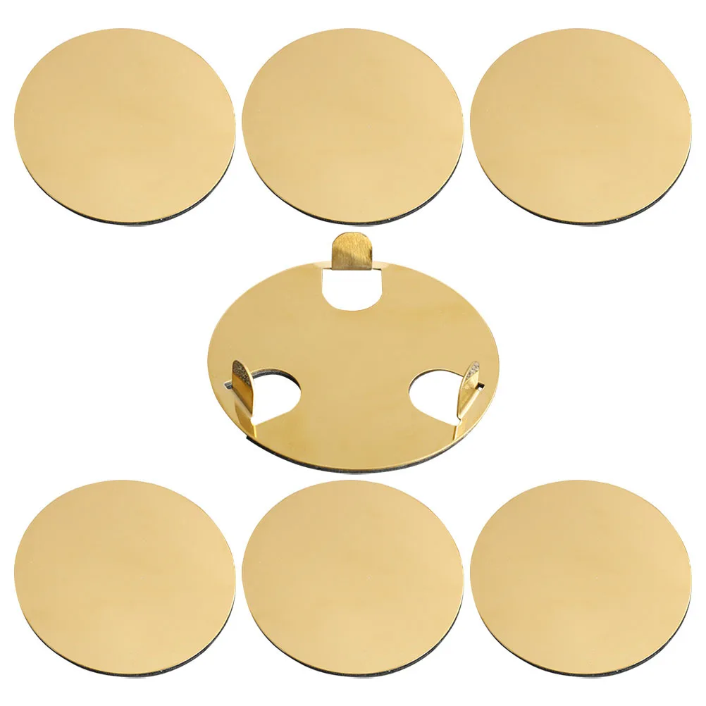 

6pcs Gold Stainless Steel Coasters Round Non-Slip Drink Pad For Coffee Tea Cup Kitchen Bar Tabletop Protection Mat Vintage Metal