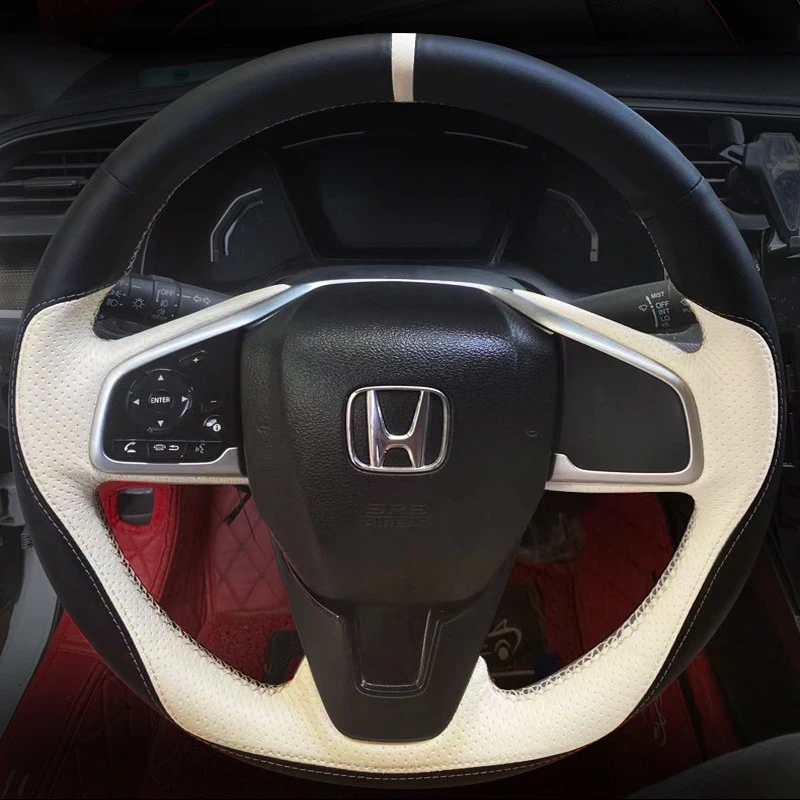 

Customized Hand-sewn for Honda 10th gen Civic‌ CRV CR-V 2017-2021 Breeze 2020 2021 Car Steering Wheel Cover Braid Leather