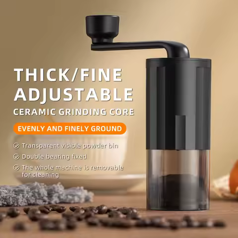 Portable Adjustable Grinder Hand Crank Coffee Grinder Ceramic Grinding Core Easy Clean Coffee Utensil for Kitchen Travel Picnic
