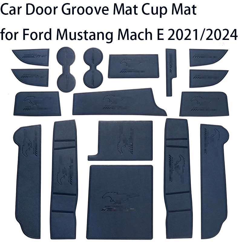 

Car Door Groove Mat Cup Mat for Ford Mustang Mach E 2021/2024 Center Console Storage Box Mats Auto Gate Slot Cup Holder Pad