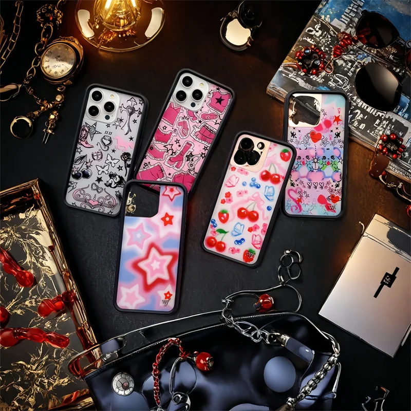 

Wildflower Red Dream Star Sweet Cherries Nessa Barret Phone Case For iPhone 16 15 14 13 12 Pro Max WF Cotton Candy Teddies Cover