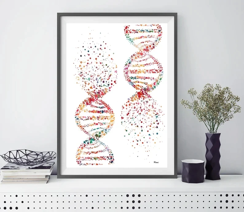 DNA Genetic Code Poster DNA Single Helix Tree Biology Art Canvas Painting Science Education Wall Art Pictures Home Lab Decor