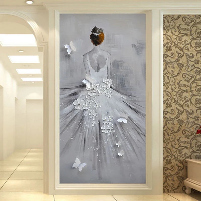 ロマンチックな美容ダンサーの油絵,カスタム壁画,3D個性アート壁紙,リビングルーム,入り口,廊下,レストラン