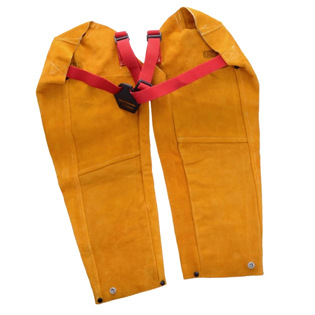 Pair Cowhide Leather Welding Sleeves with Button Cuff,Welder's Sleeve