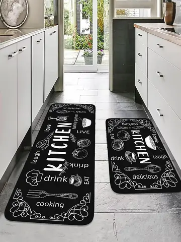 VIKAMA kitchen carpet washable, non-slip, absorbent floor mat, bathroom floor mat, absorbent kitchen mat, door mat, room decorat