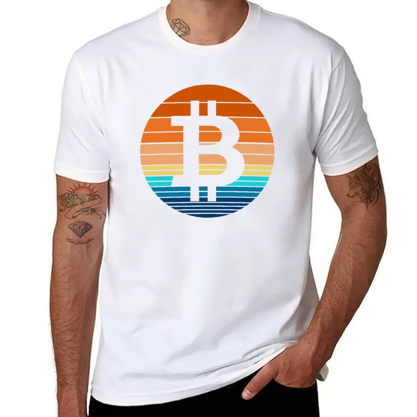 

Bitcoin Crypto Sunset T-Shirt Festival Casual Short Sleeve