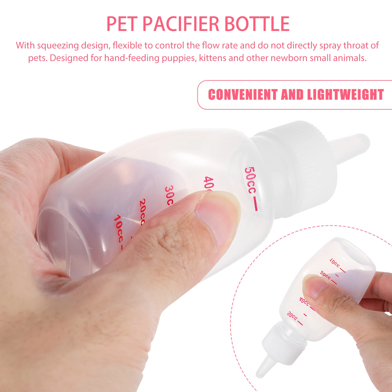 

Pink Pet Feeding Bottle for Kittens Puppies Newborn Animals Precise Scale Control Cat Dog Feeding Dropper H Supplies