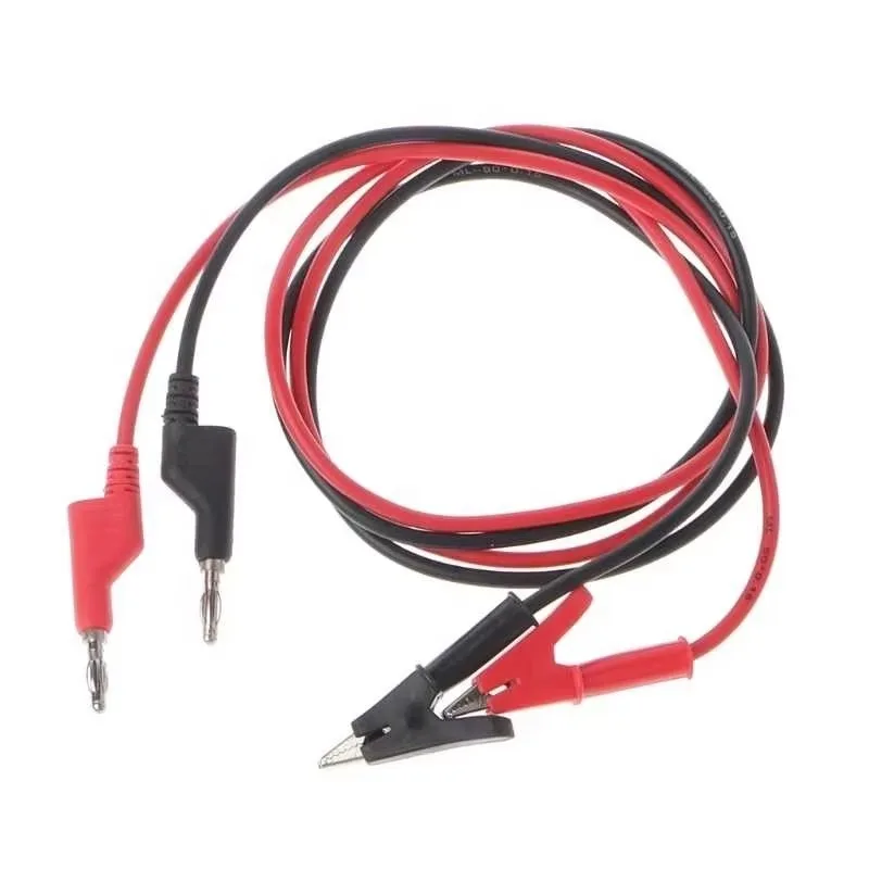 1 Pair Black Red 4mm Stackable Banana Plug To Alligator Clip Soft PVC Cable Multimeter Test Leads