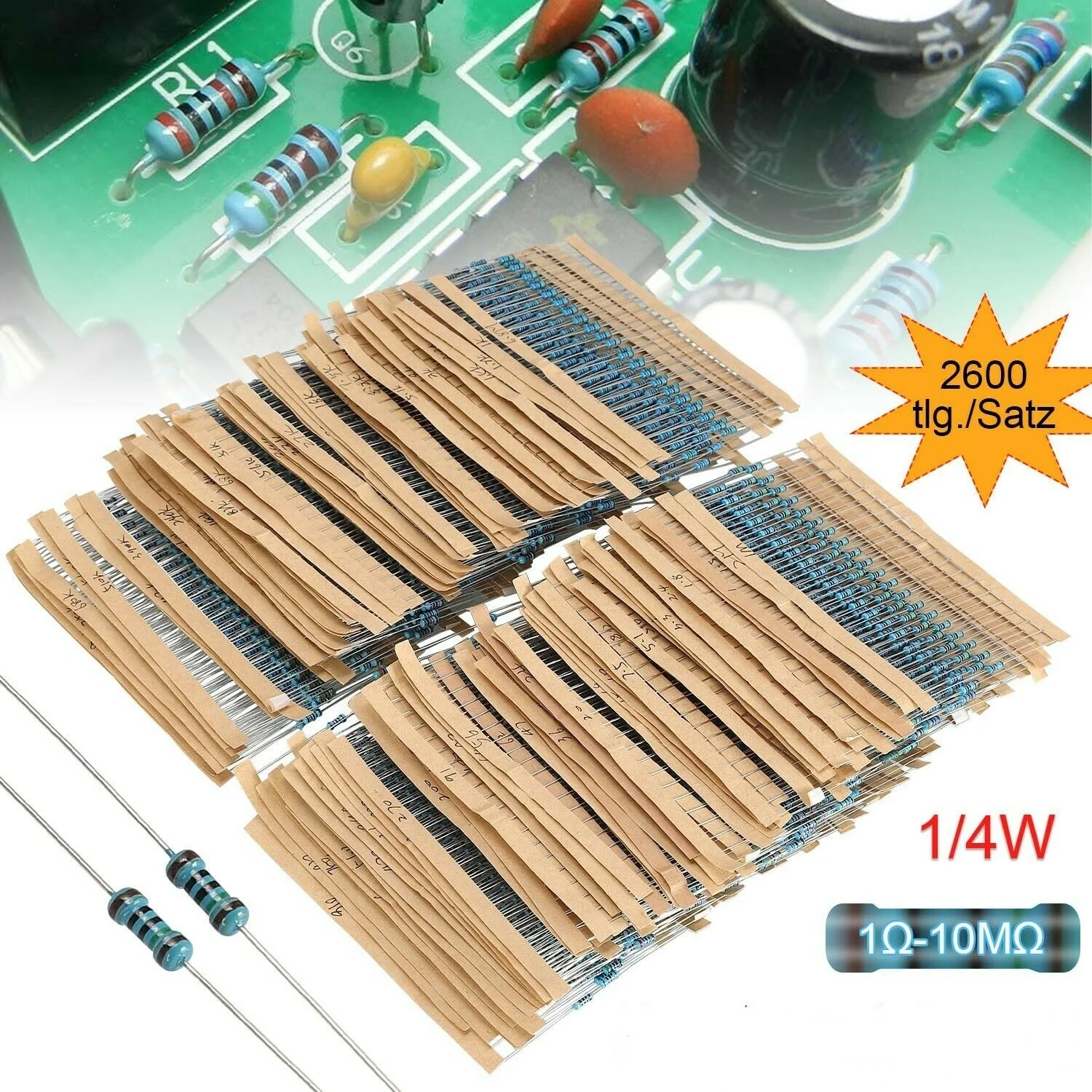 2600pcs/lot 130 Values 1/4W 0.25W 1% Metal Film Resistors Assorted Pack Kit Set Lot Resistors Assortment Kits Fixed Resistor