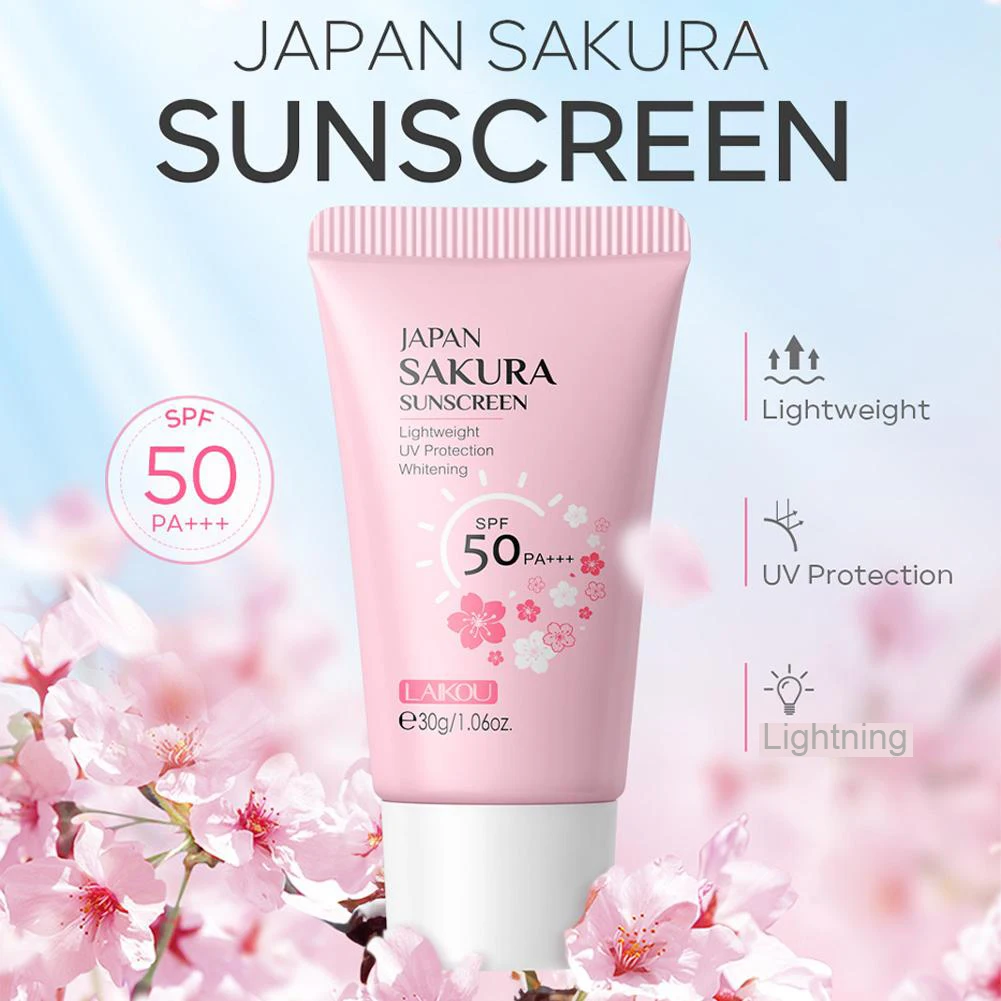 Sakura Sunscreen Cream SPF50 Facial Sun Block Isolation Lotion Cream SKIN Protector brightning Moisturizer lightning Cream