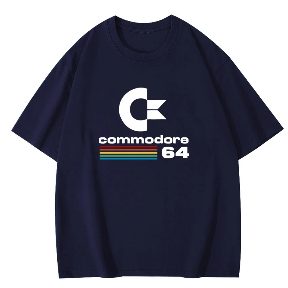 Camiseta con estampado de letras Commodore 64 para hombre, camisetas de algodón a la moda de verano, ropa de calle de diseño Retro fresco Unisex,